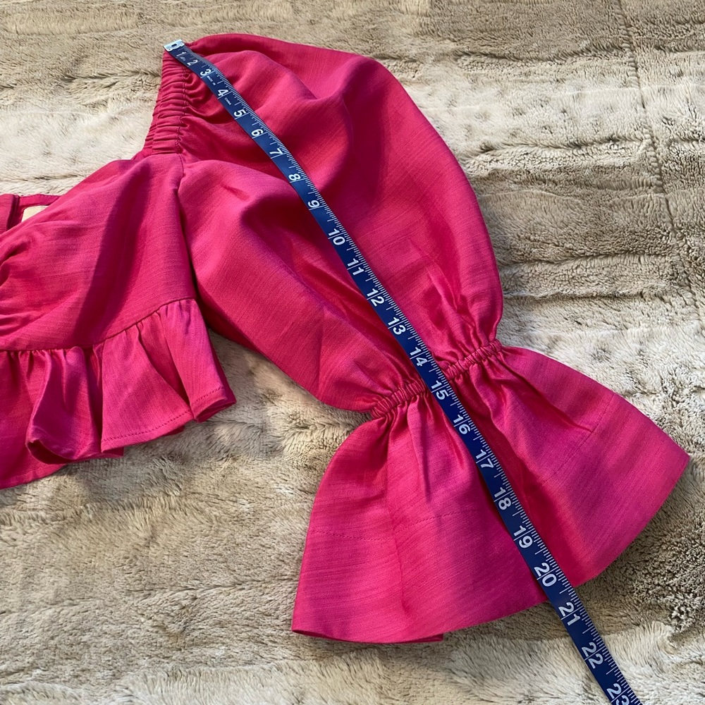 ALEMAIS💕Blaire Ruffle Blouson Crop Top In Fuchsia Size US 2 - Picture 11 of 14